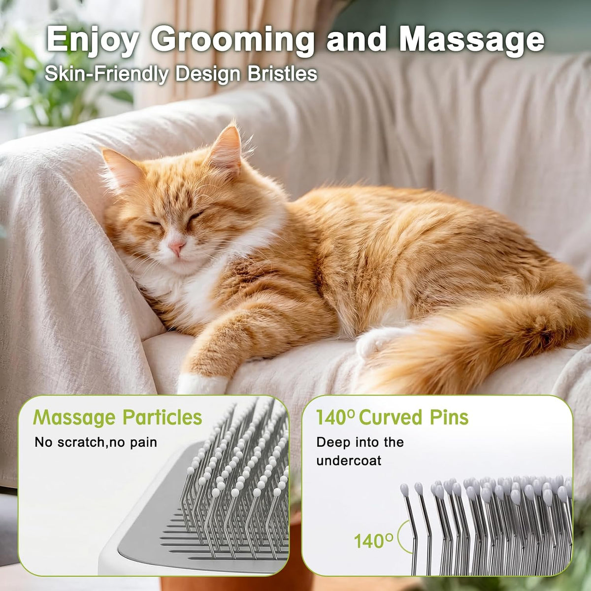 Pet Steam Brush, 3-in-1 Dog & Cat Grooming Comb for Pet Hair Removal