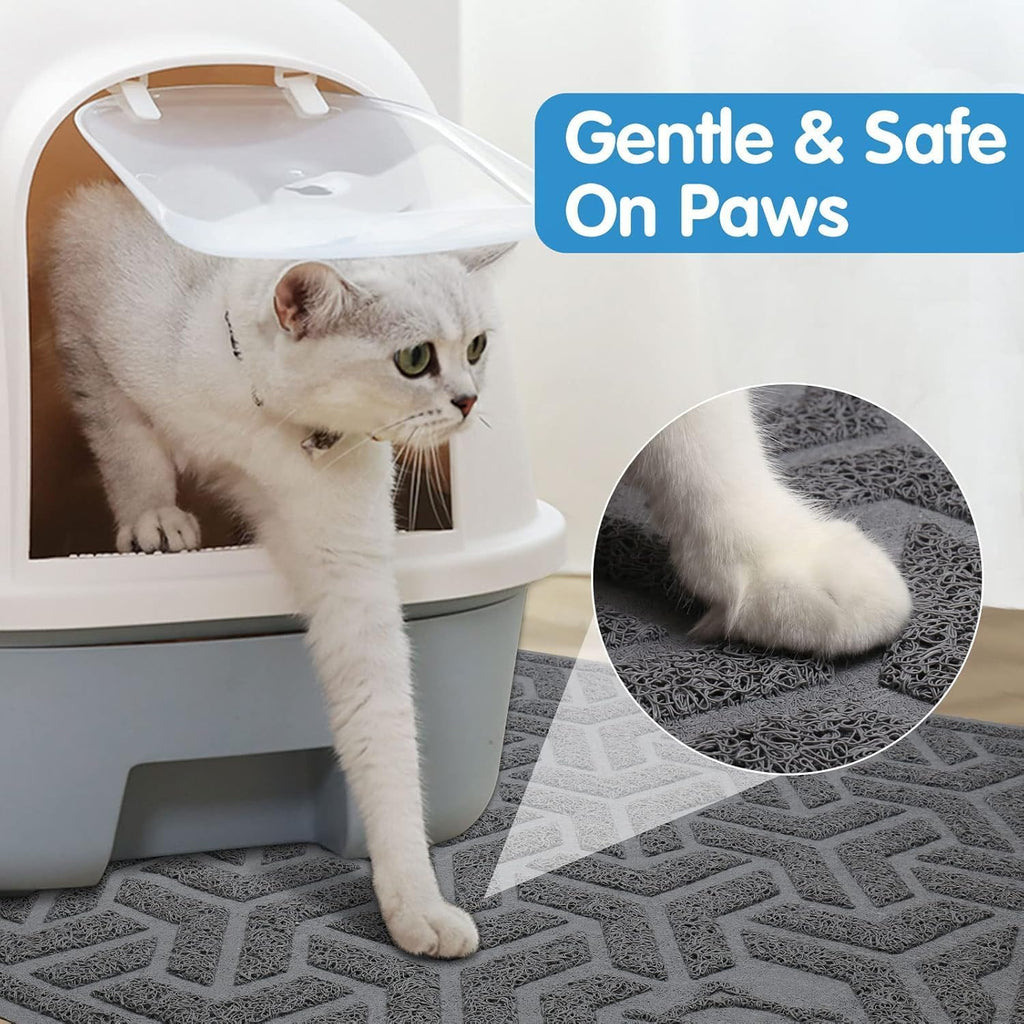 UPSKY Waterproof Cat Litter Mat Large 35" x 24" Soft on Kitty Paws, Gray | Litter Box Mat, Cat Litter Mat Litter Trapping Mat, Waterproof Scatter Control, For Indoor Cats, Easy to Clean