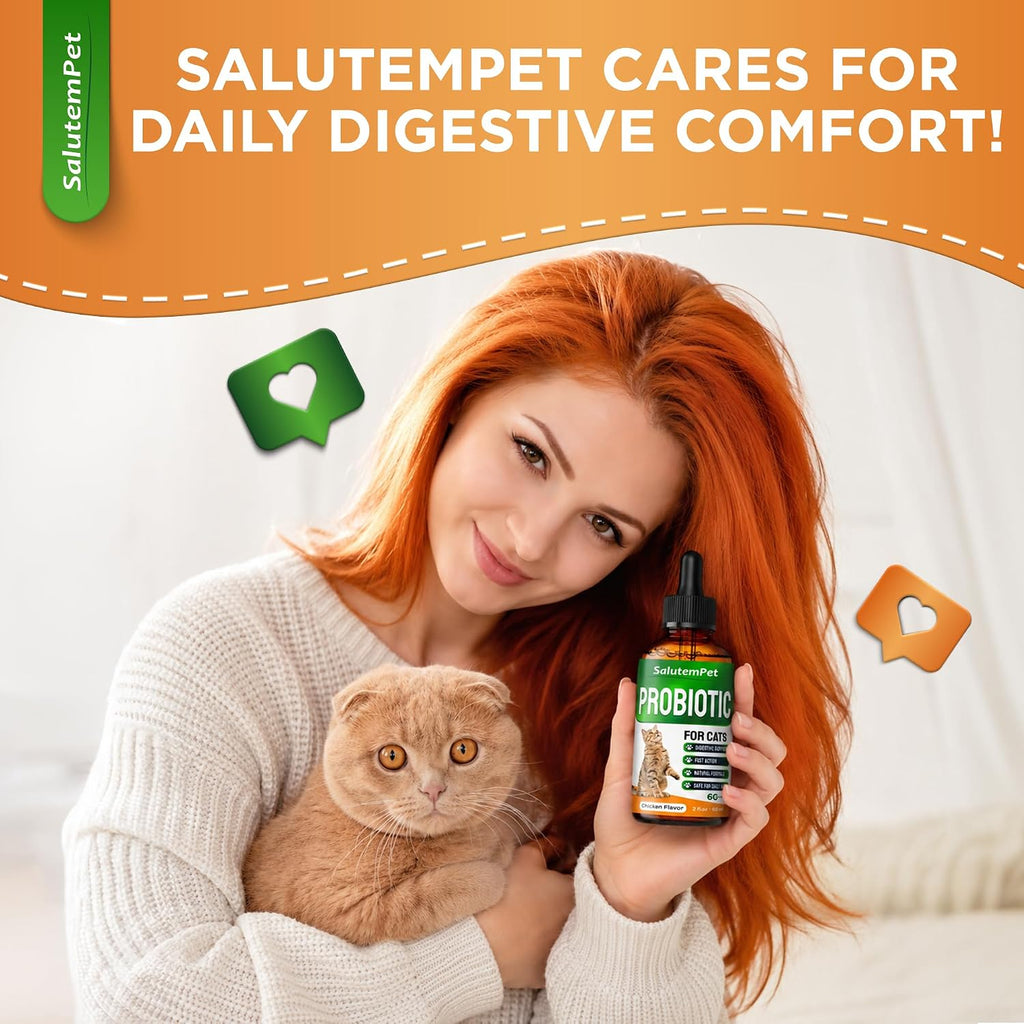 Cat Probiotic Helps with Colic, Upset Stomach, Diarrhea, Gas, and Bloating – Advanced Prebiotics & Probiotics for Cats Digestive Support – Enriched with Chicken Flavor – 2 Oz