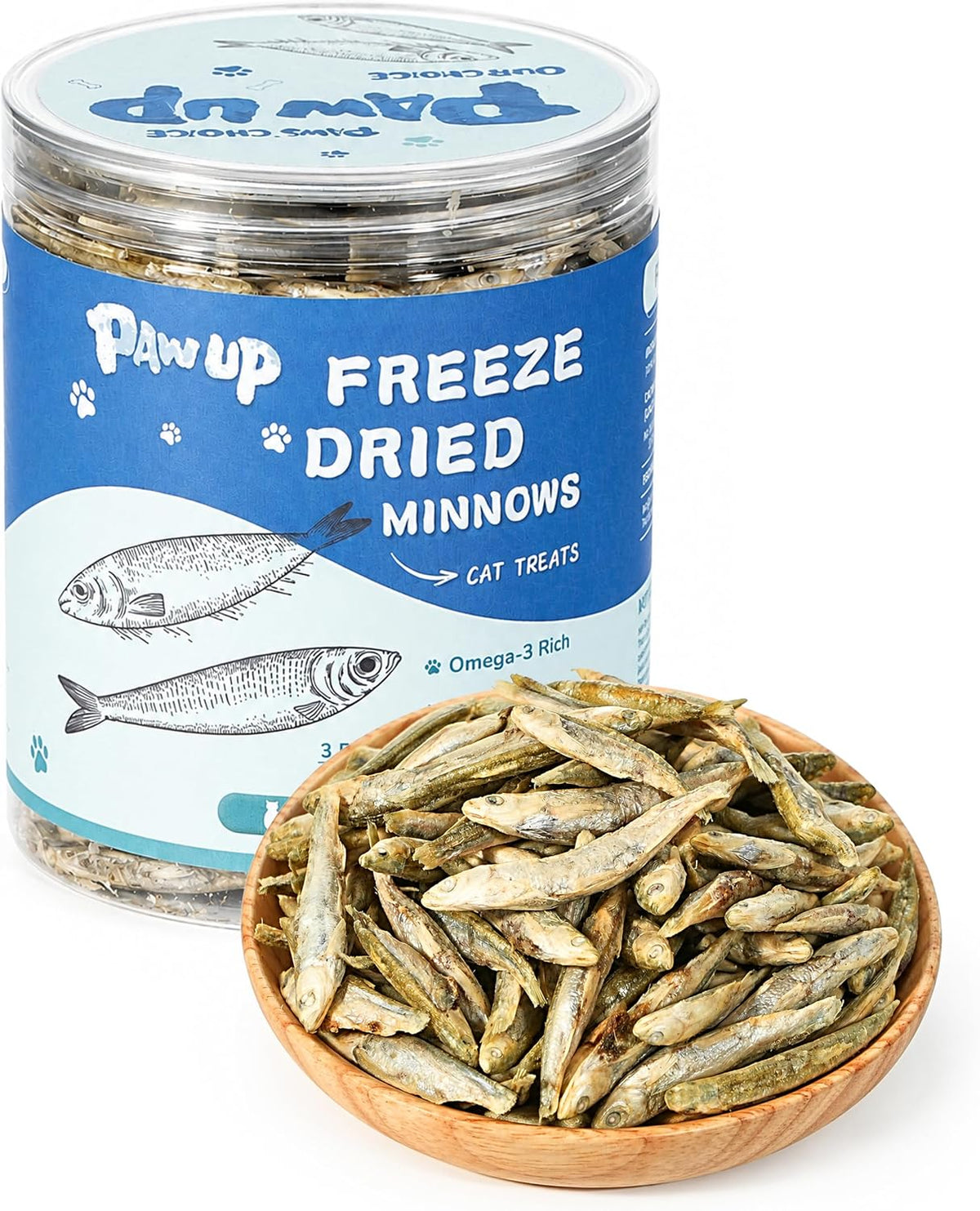 PAWUP Cats Treats Freeze Dried Minnows, Bite-Sized Minnows Snacks, 3.5 oz