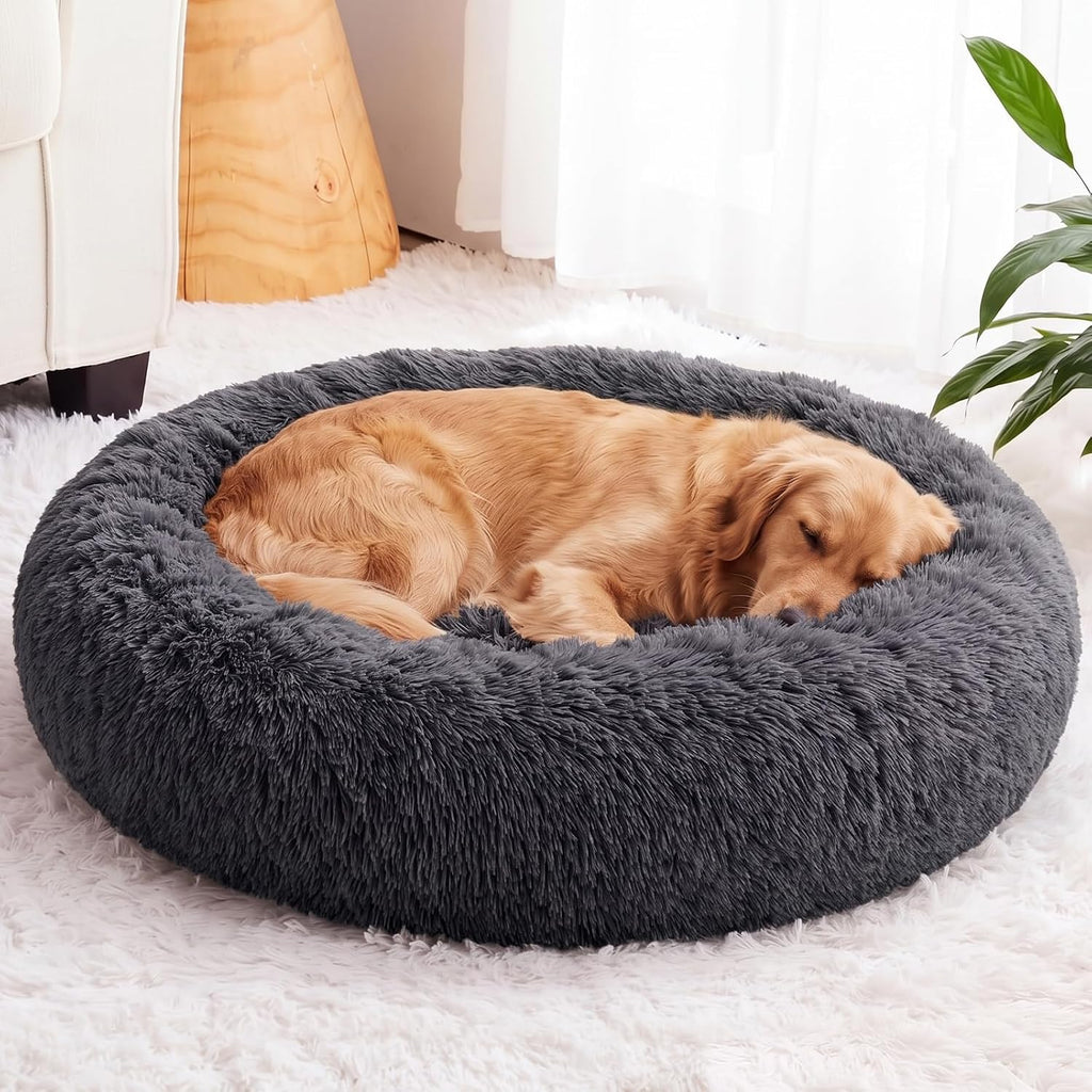WNPETHOME Large Round Calming Dog Bed Cat Bed for Comfy Sleep