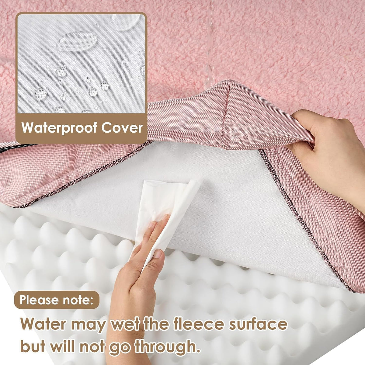 EHEYCIGA Orthopedic Dog Bed Large with Removable Washable Cover, 35IN Pink