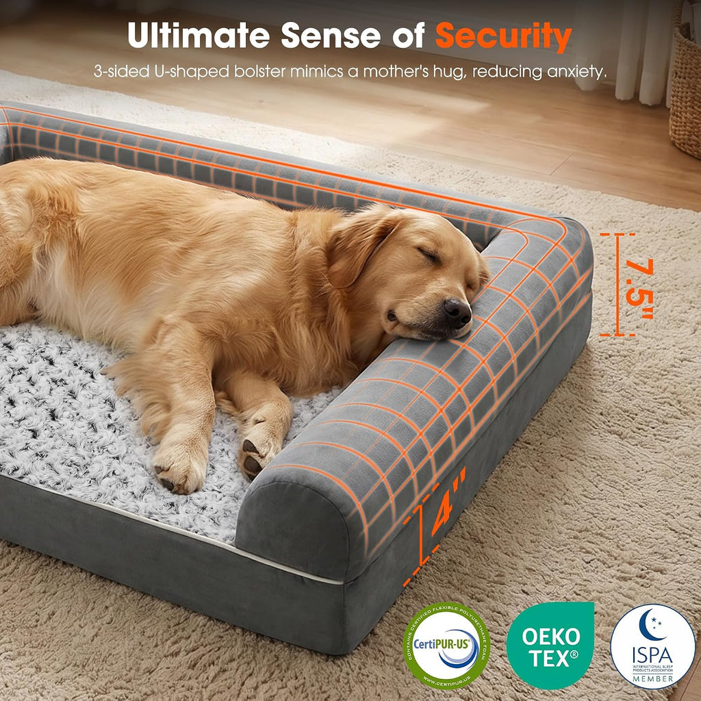 Waterproof Short Plush Orthopedic Sofa Dog Bed for Large Dogs