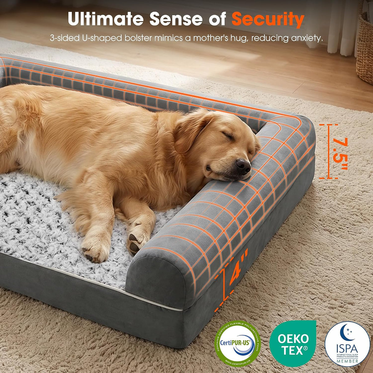 Waterproof Short Plush Orthopedic Sofa Dog Bed for Large Dogs