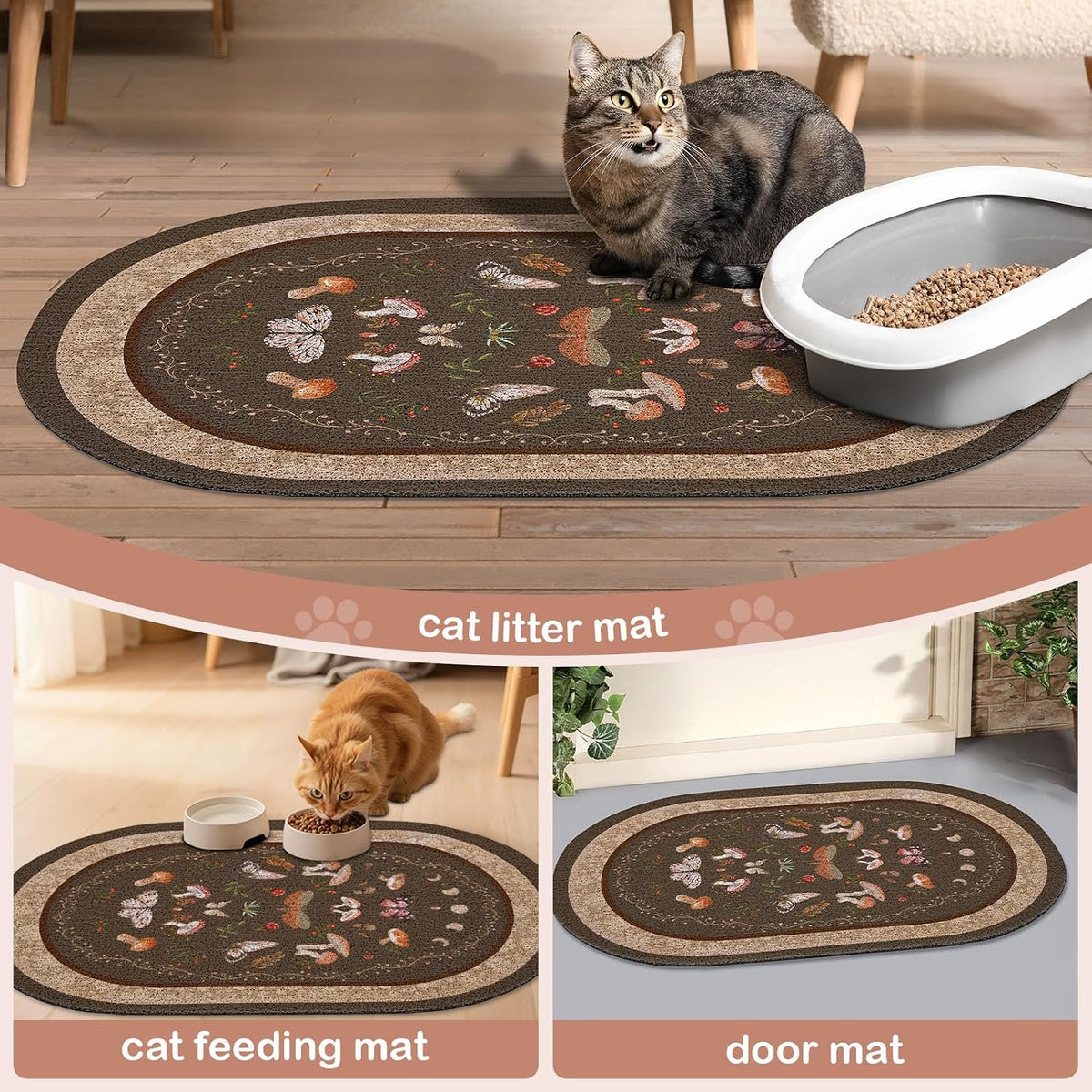 Bienbee Cat Litter Mat, 33" x 22" Dense Trapping Mesh for Litter Boxes | Litter Box Mat with PVC Mesh, Waterproof &Urineproof, Non-Slip Grip, Soft On Kitty Paws and Easy to Clean to Protect Floor