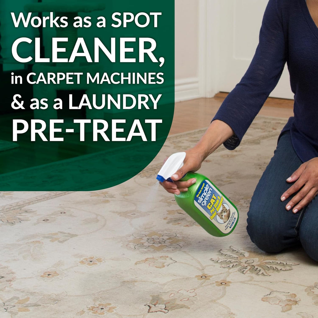 Simple Green Cat Stain & Odor Remover - Enzyme Cleaner for Urine, Feces, Blood, Vomit (32 oz Sprayer & 1 Gallon Refill)