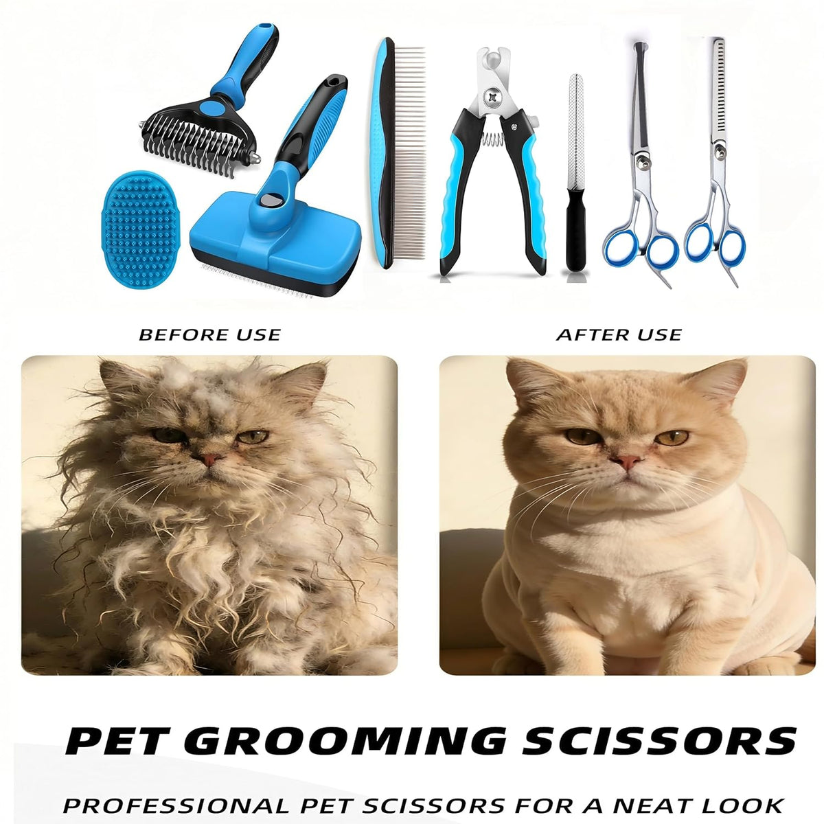 Dog Brush for Shedding,Deshedding Slicker Undercoat Rake Brush for Dog,8PCS