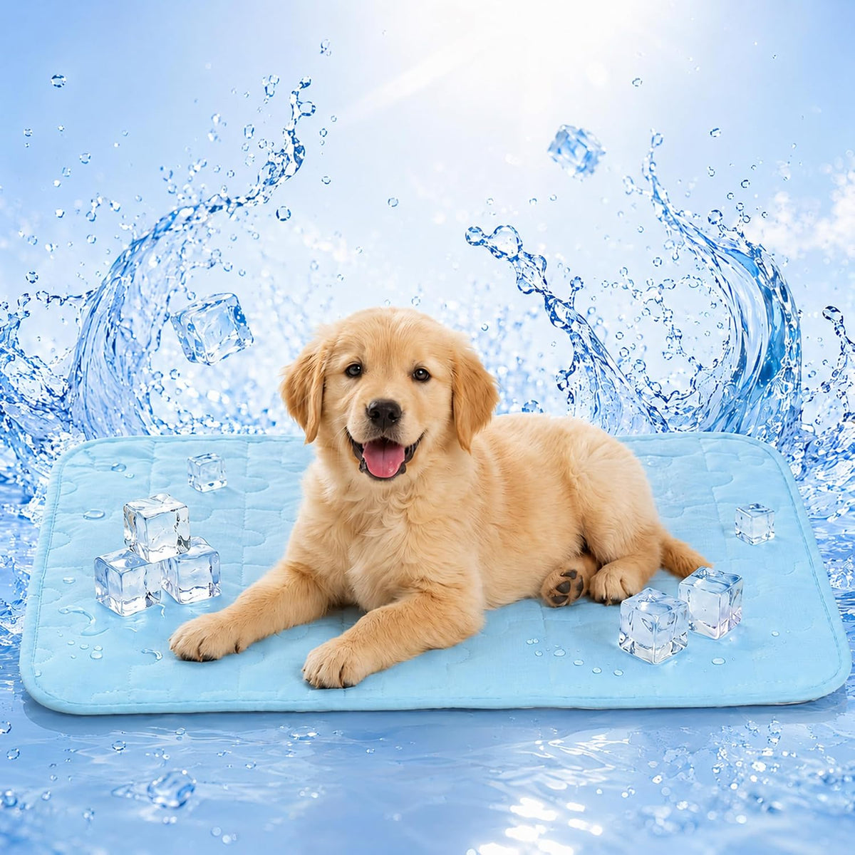 Cooling Dog Mat Medium, Breathable 3D Mesh No-Gel Pad, Blue