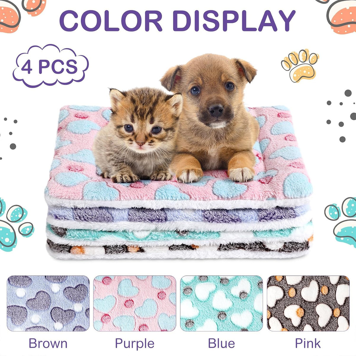Haull 4 Pcs Waterproof Guinea Pig Bedding Mat, Heart, 13 x 18.5