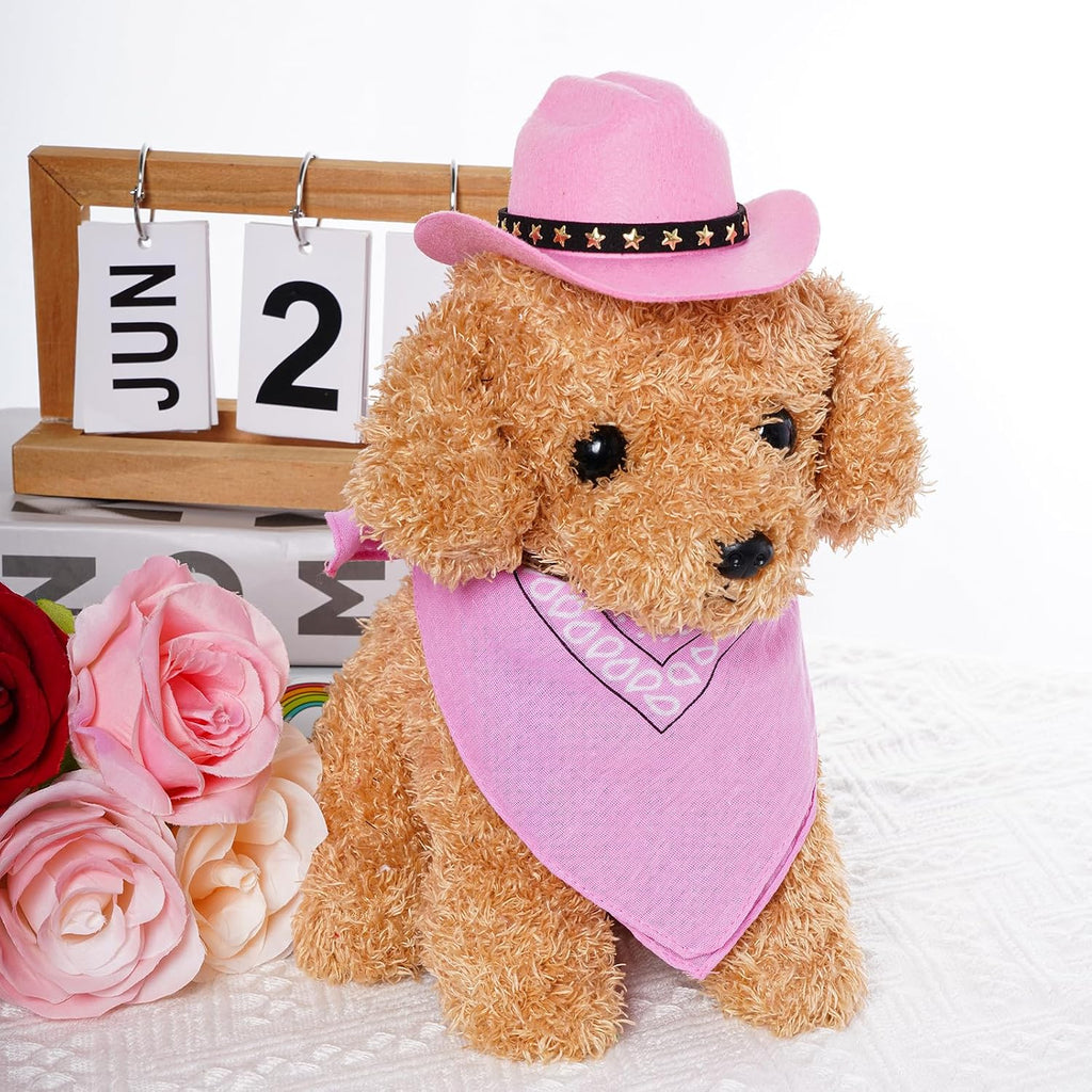 choyaxo Halloween Costumes for Dogs Cat Pet Cowboy Costume Cowboy Hat with Bandana Set for Halloween, Christmas, Holiday, Party, Cosplay (Pink, Medium)