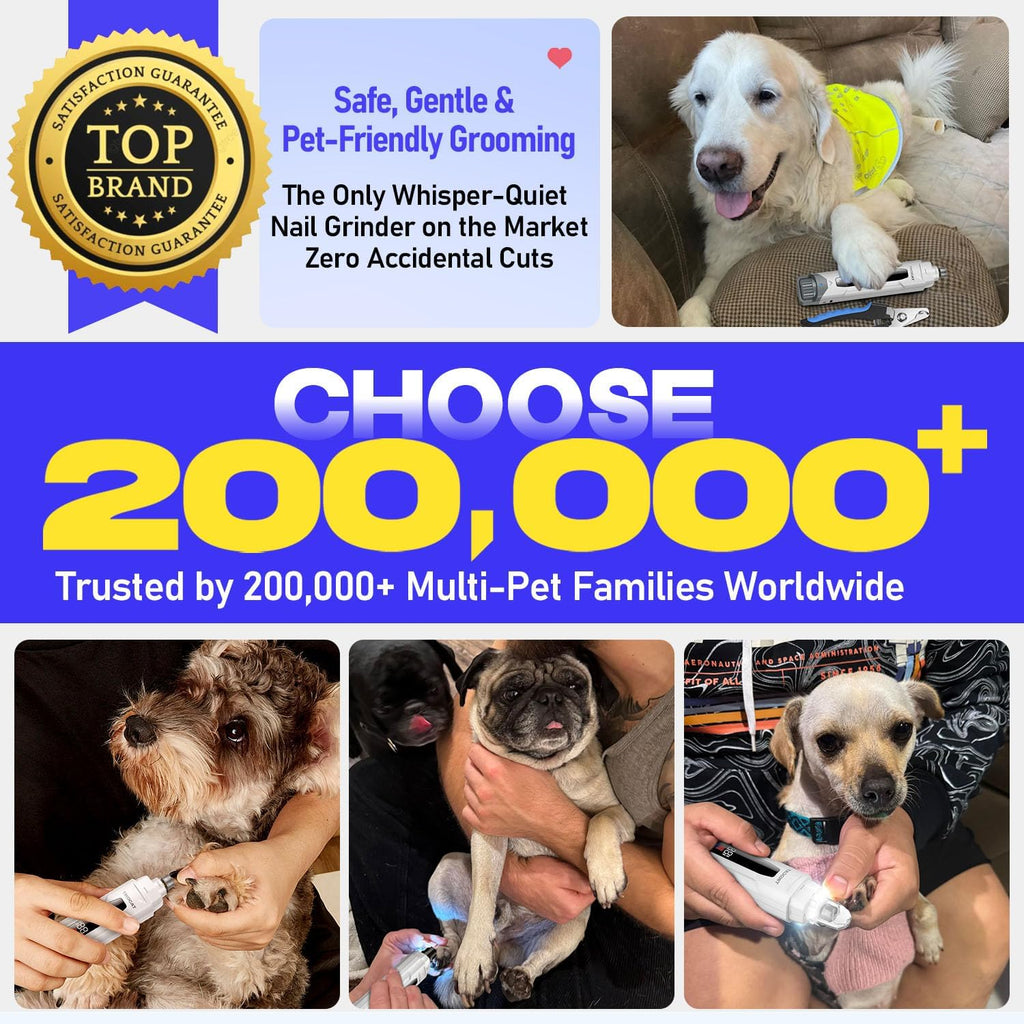 Whisper-Quiet Dog Nail Grinder Kit 50%More Powerful for Sensitive Dogs,Cats
