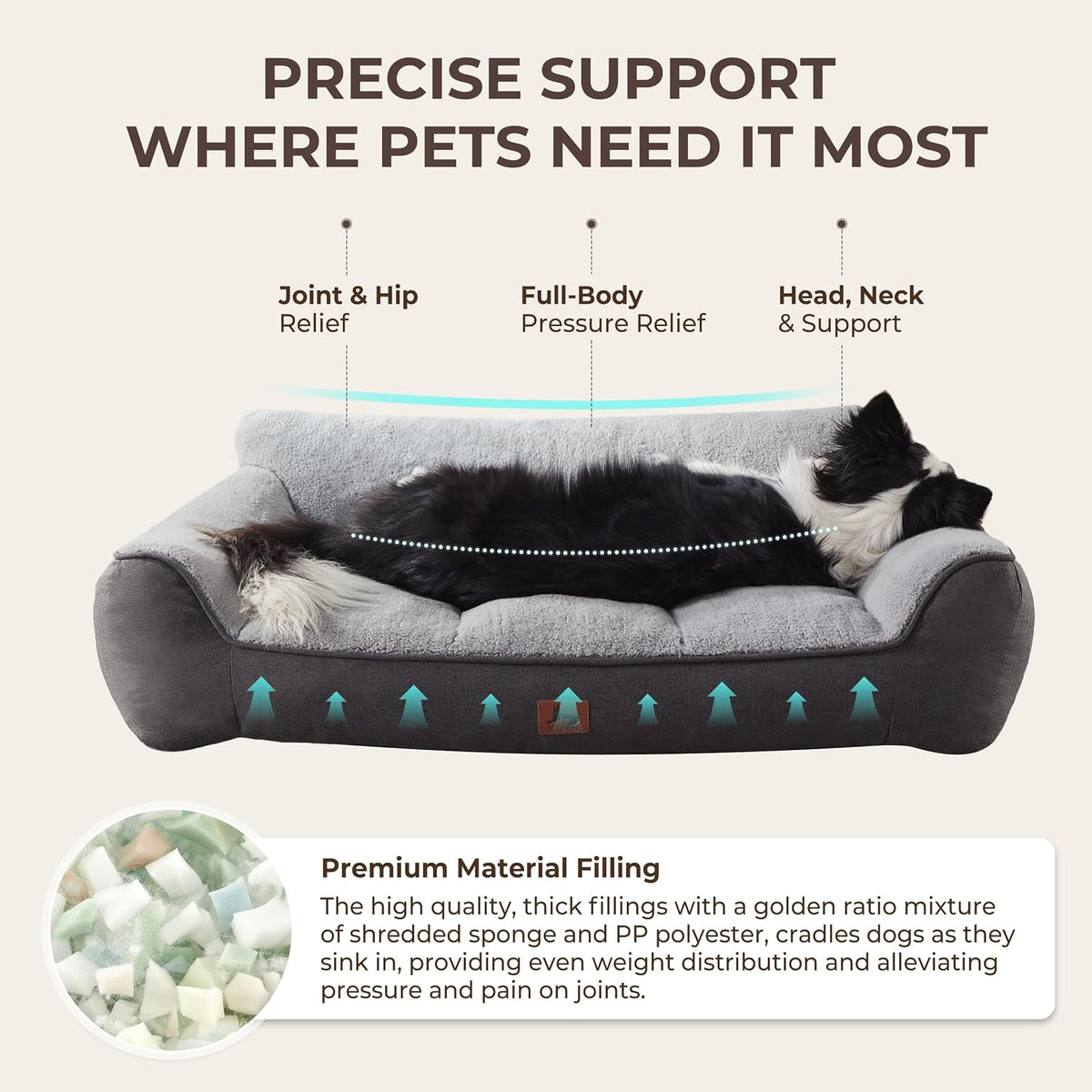 XL Extra Thick Orthopedic Bolster Dog Bed for Large Dogs