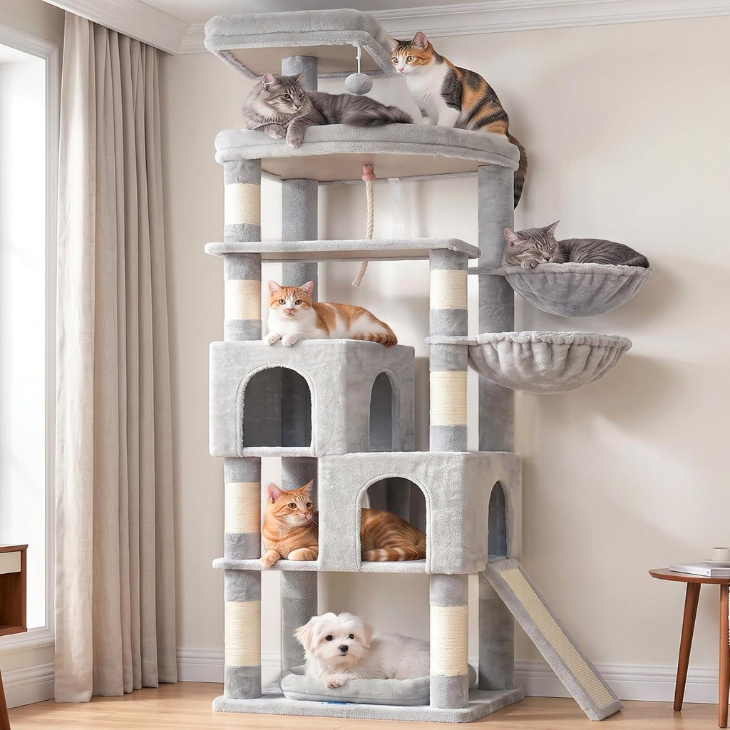 Gitelsnour 74.4'' Cat Tree Tower for Large Cats with Removable Bed, GCT803W