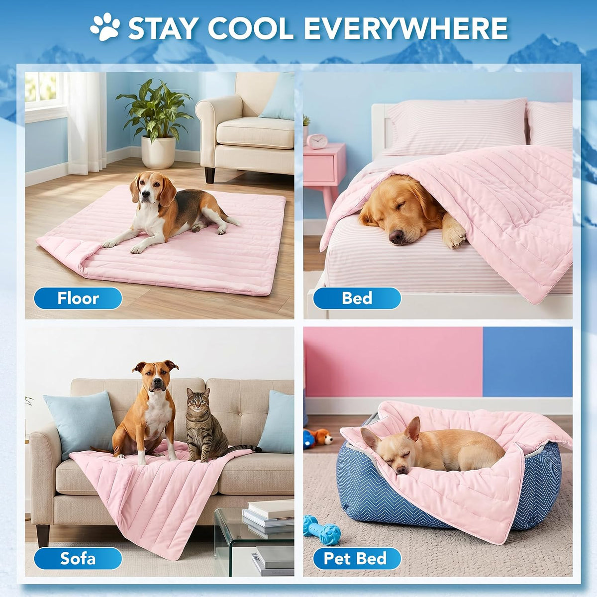 PetAmi Dog Cooling Mat Blanket Pet Pad for Small Medium Cat, Medium 29x40