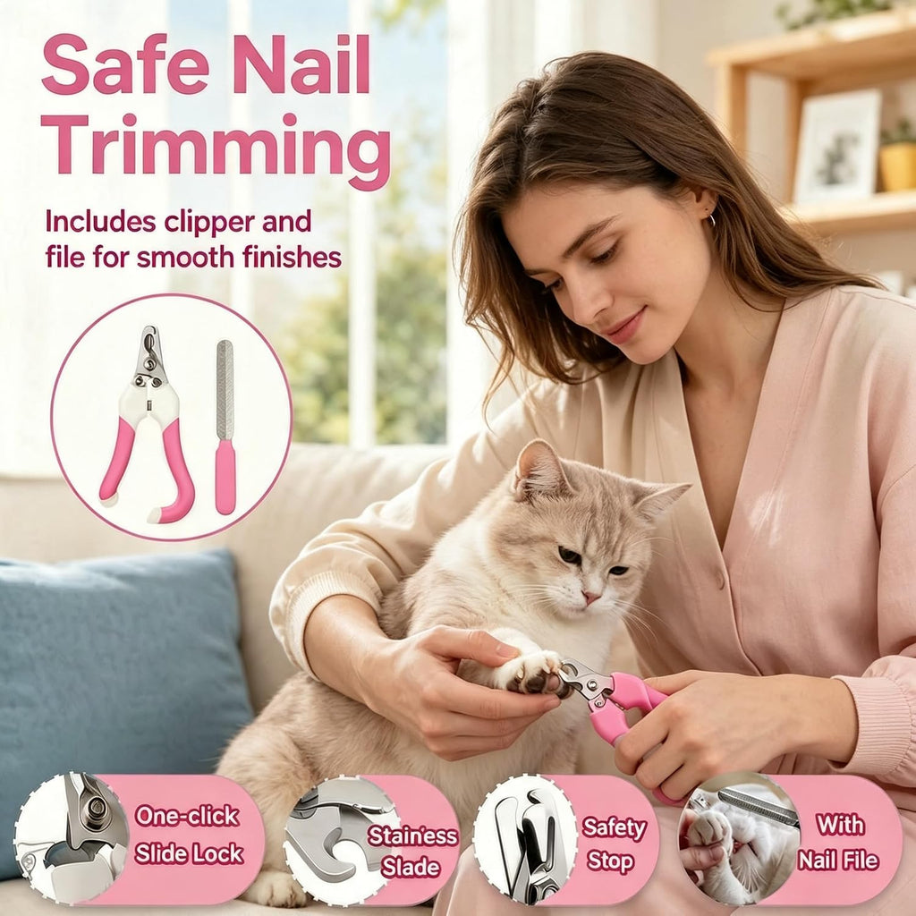7 Pcs Cat Grooming Kit, Dogs & Cats Brush for Shedding, Dematting