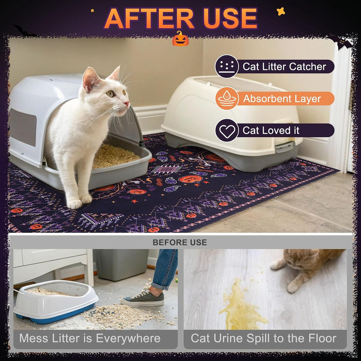 BEAUTYZOO Cat Litter Mat, 28" x 36" Large Litter Trapping Mat, Waterproof