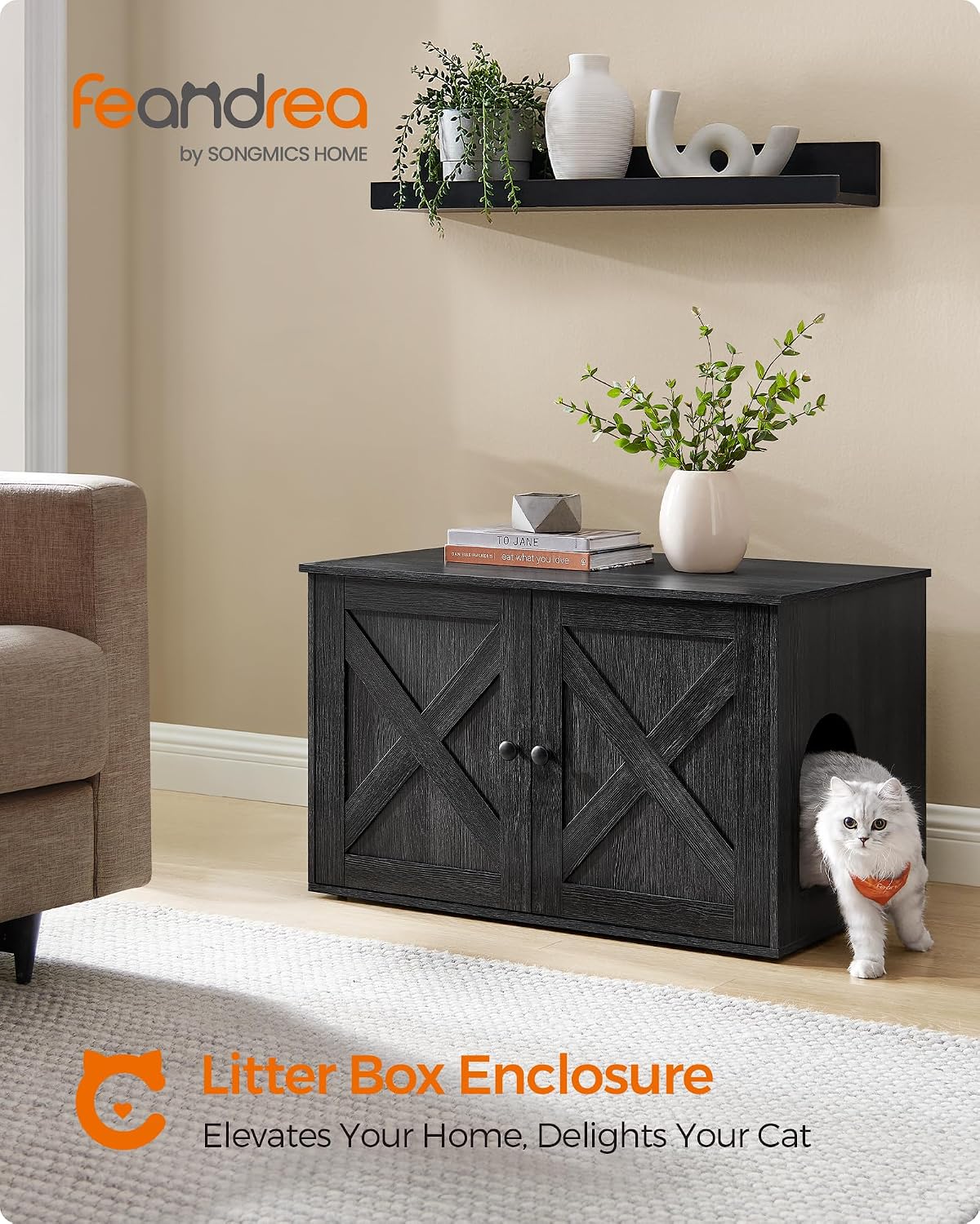 Feandrea Cat Litter Box Enclosure, End Table, 31.5 x 20.9 x 19.7 Inches