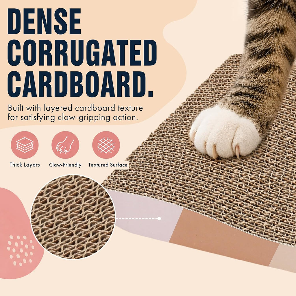 SIDAZON Cat Scratching Pads Cardboard Cat Scratchers for Indoor Cats Reversible Large Wide Corrugated with Catnip and Mini Toy(5pcs)