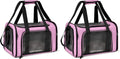 Henkelion Pet Carrier for Small Medium Cats Dogs Puppies up to 15 Lbs, TSA Airline Approved, Soft Sided, Collapsible Travel - Pink (Pack of 2)