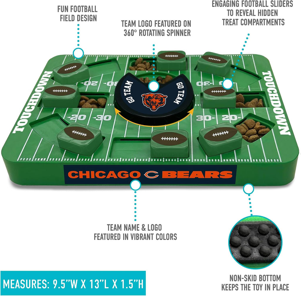 Pets First NFL Chicago Bears Large Puzzle Toy for Dogs, Slow Feeder Board for Pets, New Bigger Size, Interactive Doggie Treat Toy