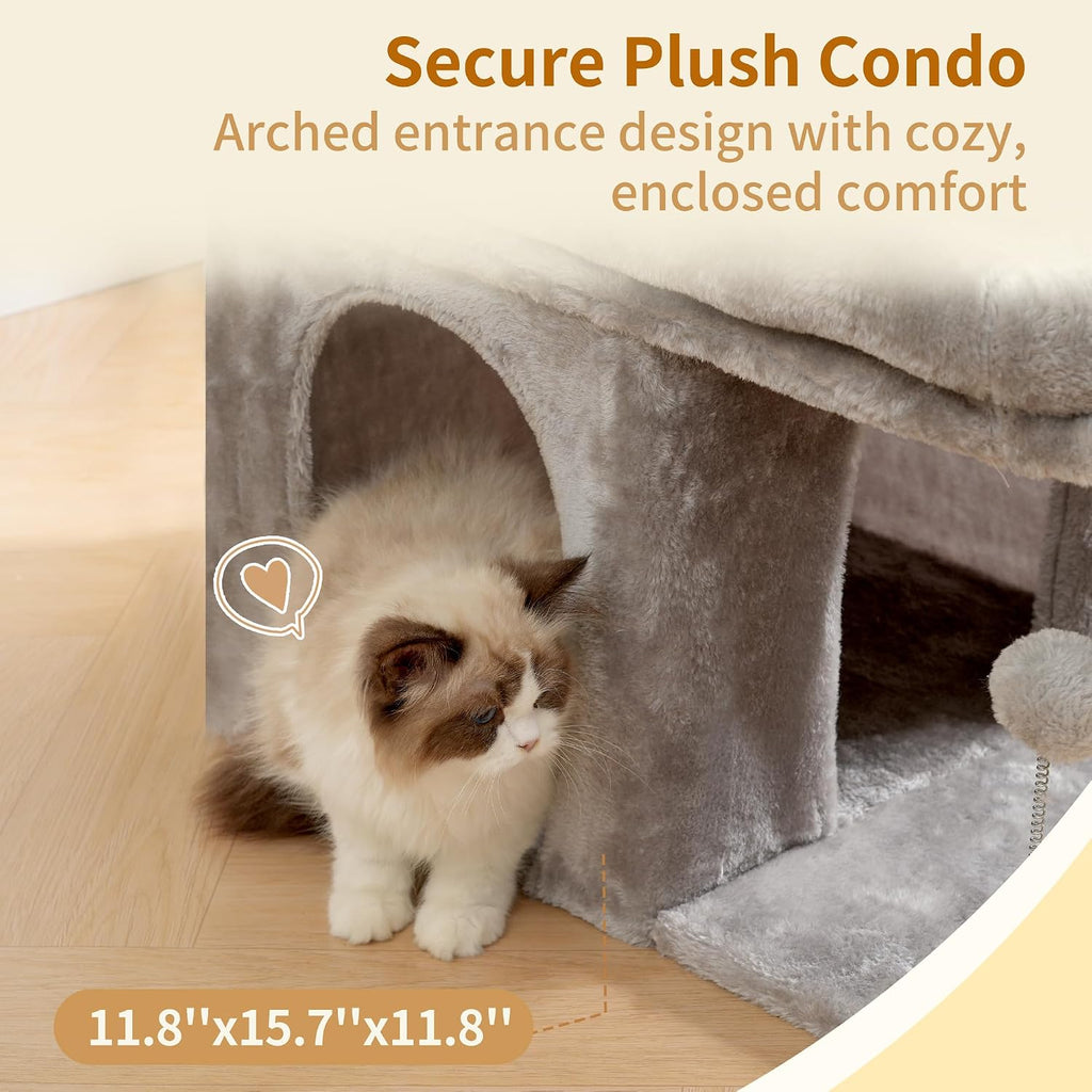 Heybly Cat Tree, 14" Cat Tower with Large Cat Bed & Condo HCT203SW