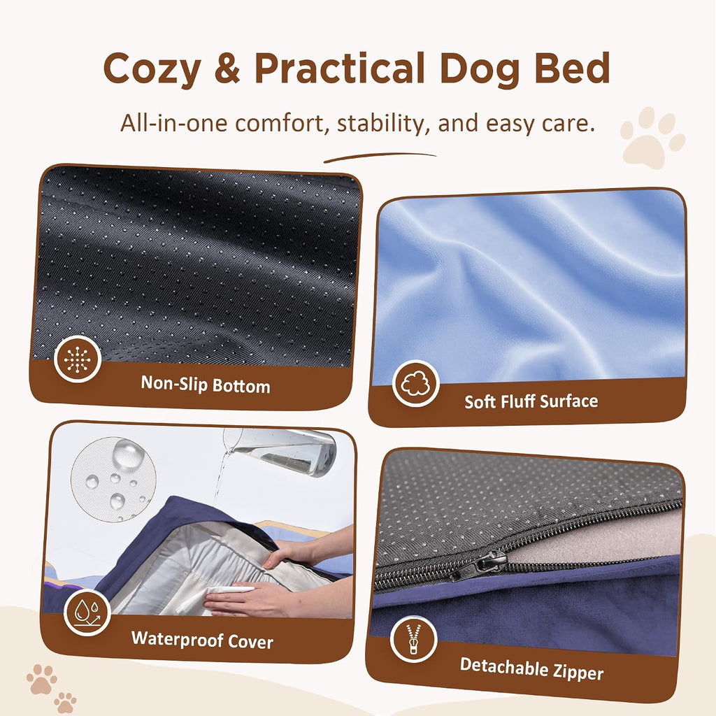 Comfort Expression Orthopedic Dog Bed for Extra Large Dogs with Bolster