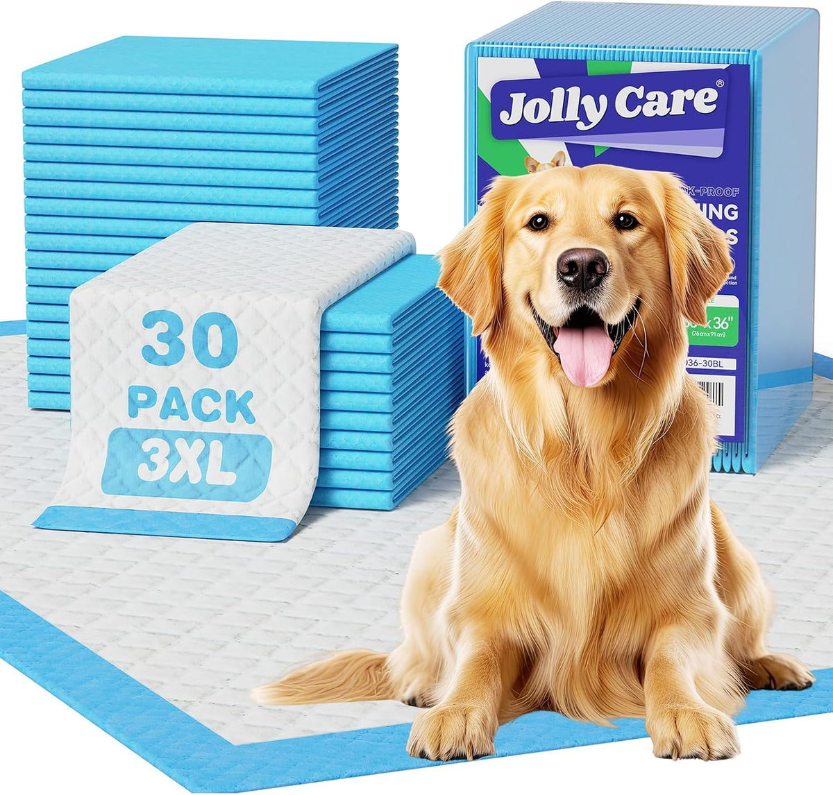 30 Count-36" x 36" XXXL Pee Pads for Dogs, Extra Large Puppy Pads, Super Absorbent Disposable Dog Training Pads, Quick Drying, Leak-Proof, Ultra Thick Potty Pads for Dogs, Puppies, Doggie, Cats