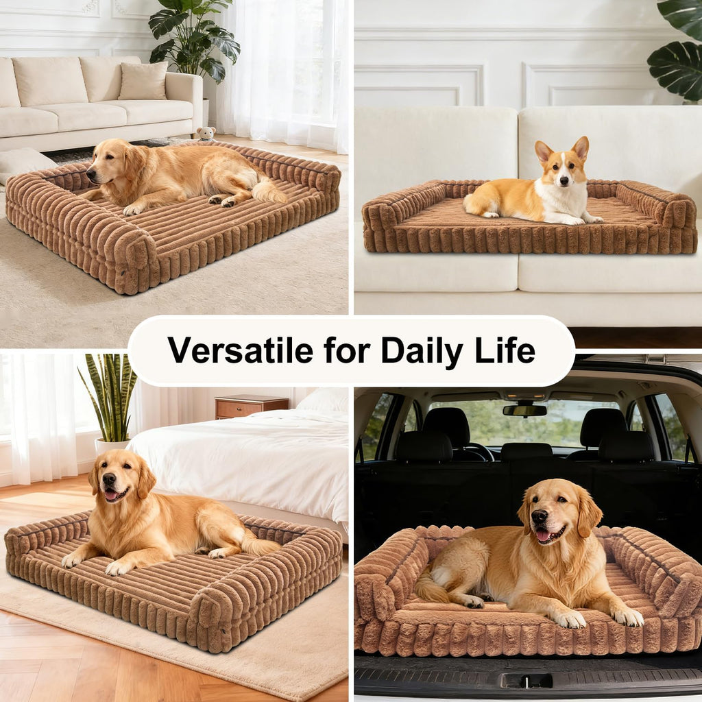 Waterproof Orthopedic Dog Bed for Large Dogs Brown