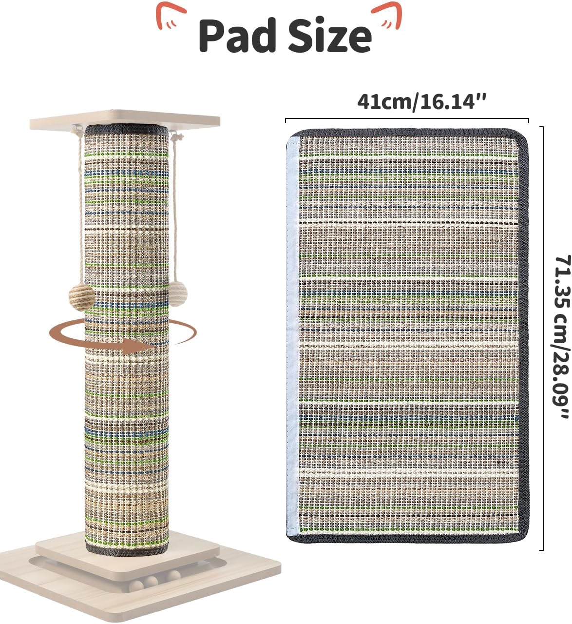 Odoland Cat Scratching Post Replace Mat Natural Sisal Scratcher Pad