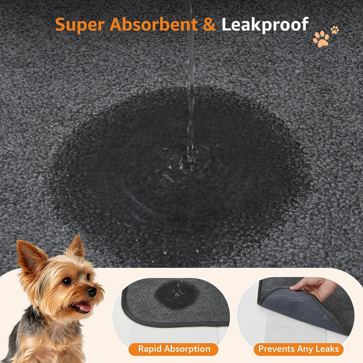 LOOBANI Washable Pee Pads for Dogs, 1 Pack Non-Slip and Leak-Proof,82"x120" | Super Absorbent Reusable Puppy Pads, Machine Washable, Extra Large Whelping Pads for Crate, Playpen, Floor, Housebreaking