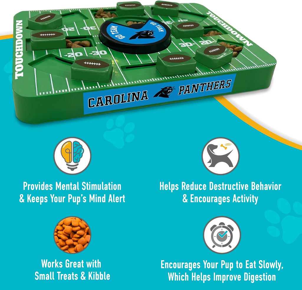 Pets First NFL Carolina Panthers Large Puzzle Toy for Dogs, Slow Feeder Board for Pets, New Bigger Size, Interactive Doggie Treat Toy