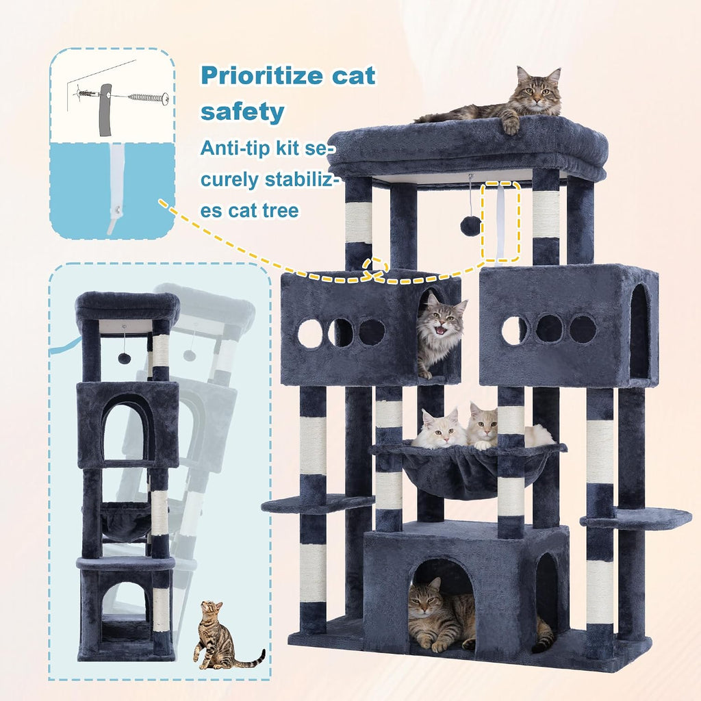 Hey-brother Cat Tree Tower with Sturdy Wide Base, Large Platforms, MPJ083G