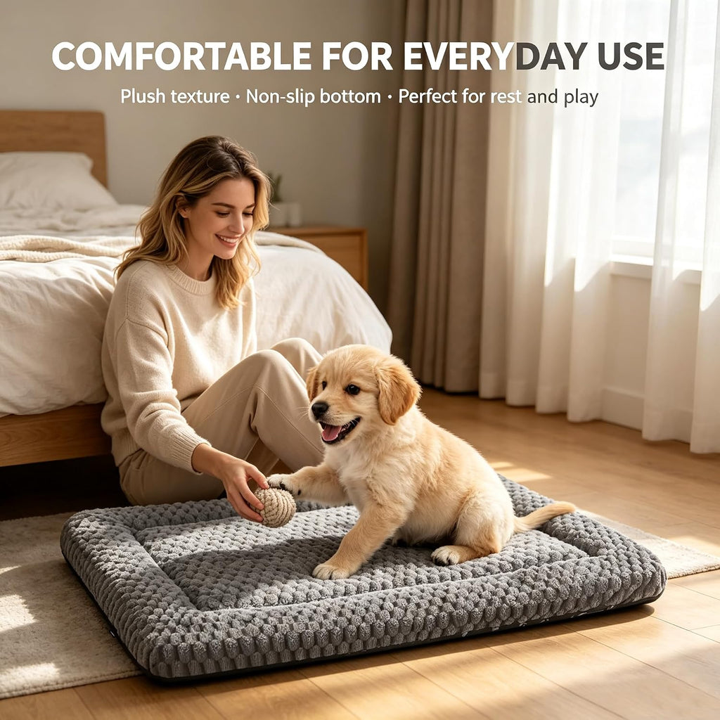 Dog Bed Mat, Soft Dog Beds - Portable Crate Pad for Dogs & Cats