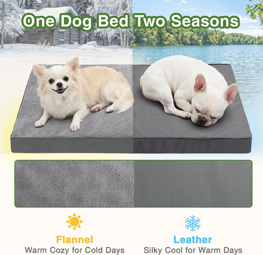 Waterproof Small Dog Bed Crate Pad 24", Washable Puppy Bed Orthopedic Gray