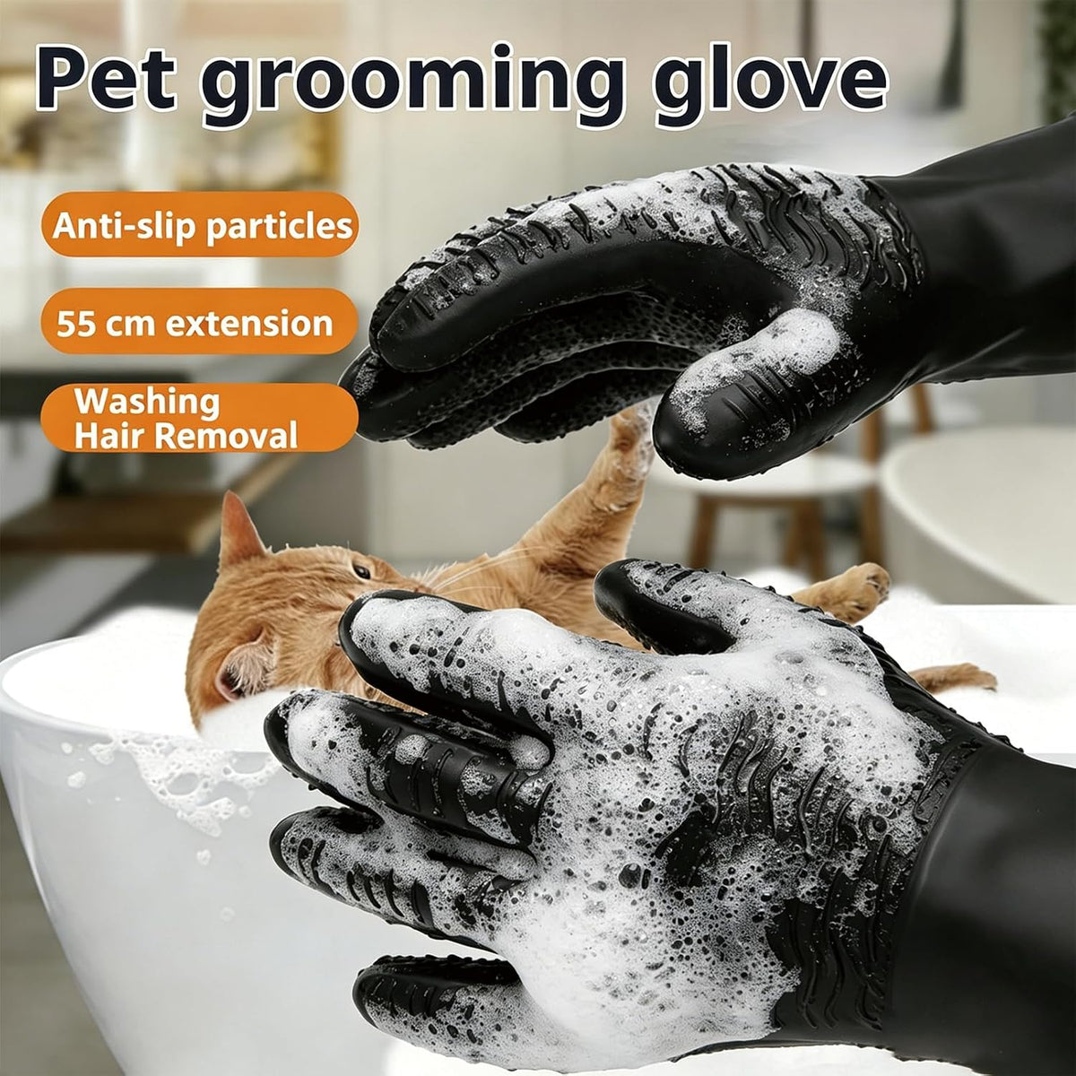 YOFANG 22" Long Sleeve Pet Grooming Bathing Gloves Waterproof