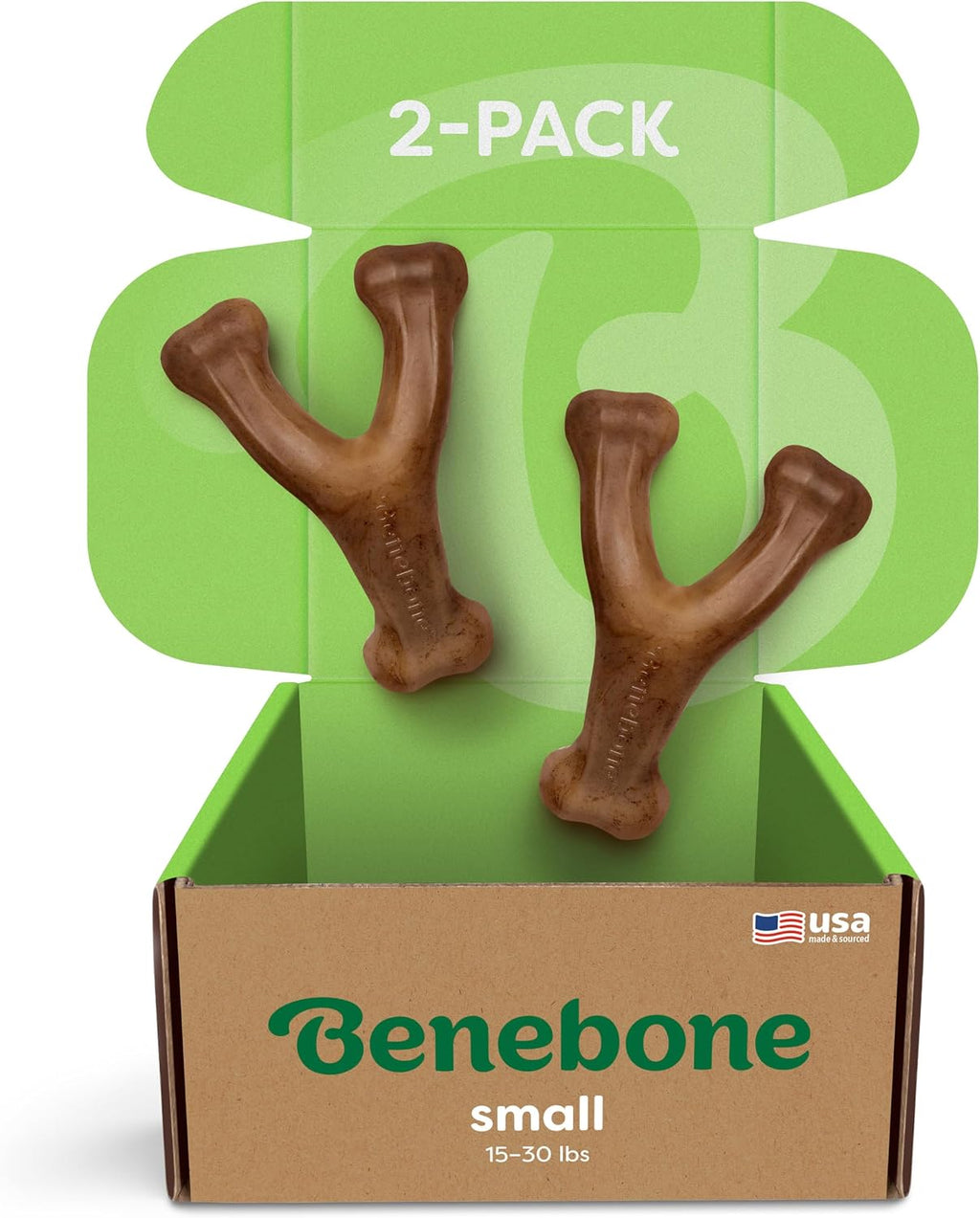 Benebone 2-Pack Wishbone Chew Toy for Aggressive Chewers, Real Bacon, Small | Durable, Multipack, Super Chewer, Made in USA, Dog Bones, Long-Lasting, A Size for Every Dog, Keeps Them Busy