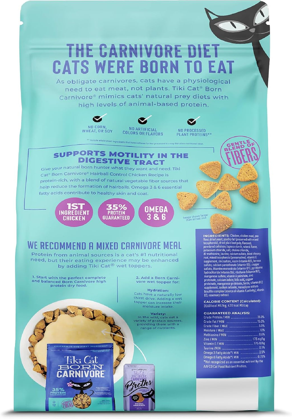 Tiki Cat Born Carnivore Dry Cat Food Hairball Control, Chicken, 6 lb Bag