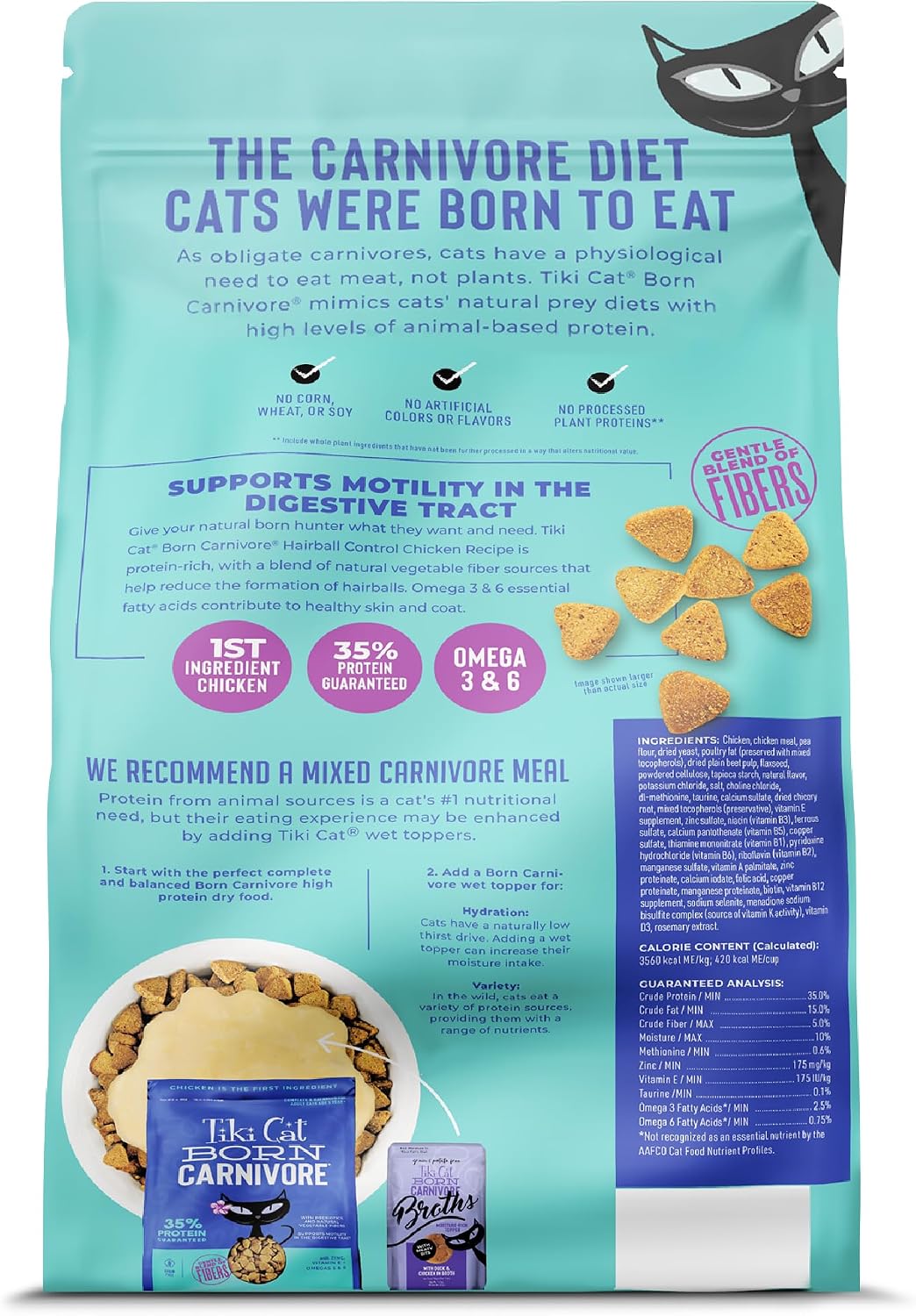 Tiki Cat Born Carnivore Dry Cat Food Hairball Control, Chicken, 6 lb Bag