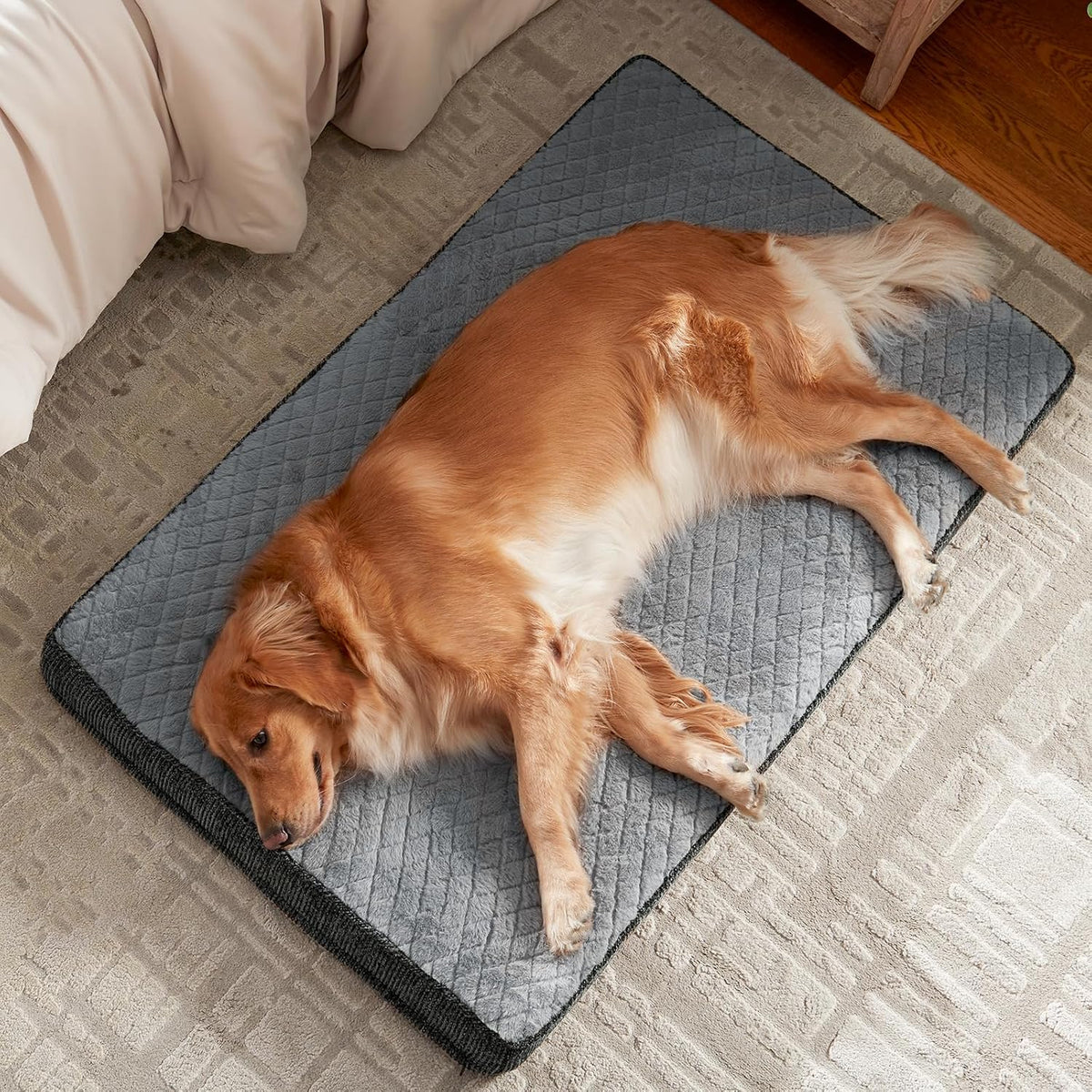 JOEJOY Orthopedic Dog Bed for Large Dogs, Washable Dog Crate Bed Large Sized with Removable Cover, Egg Memory Foam Big Pet Beds, Light Grey, 35"x22"