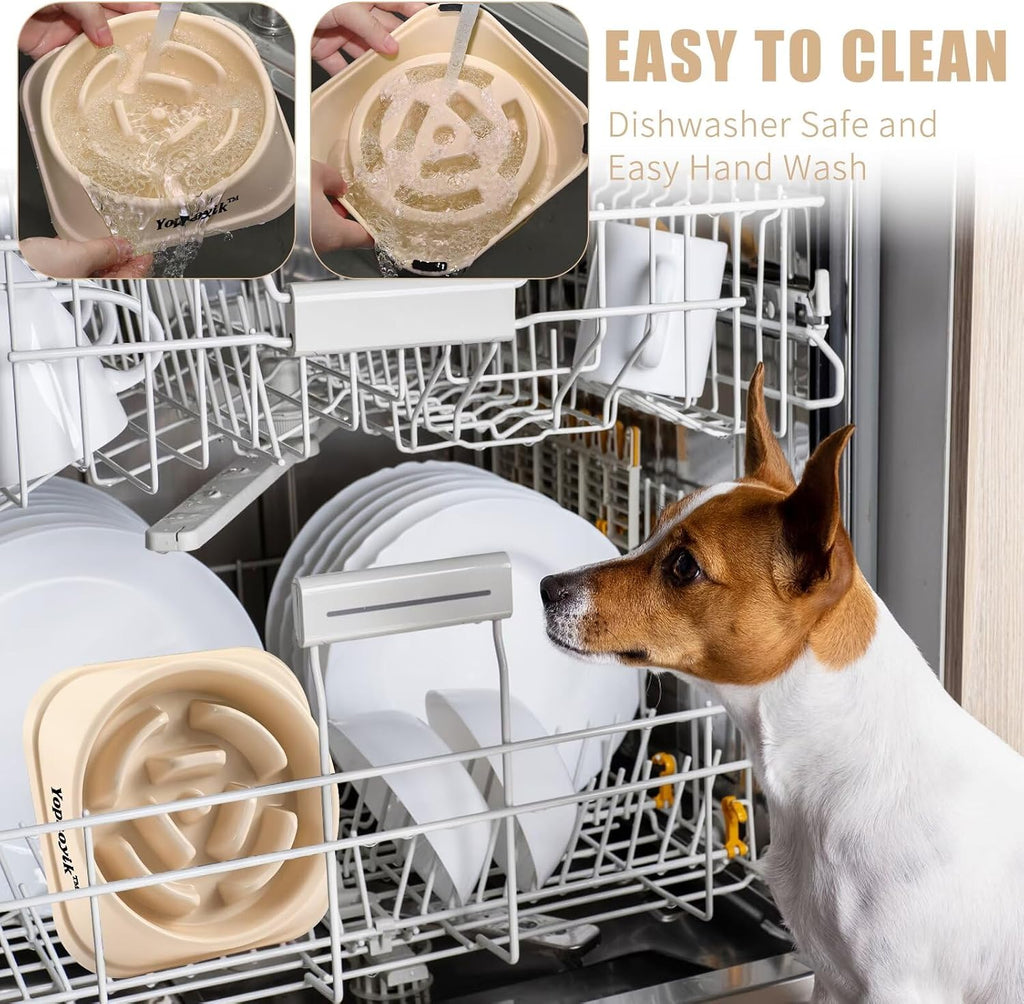 Slow Feeder Dog Bowls for Large Dogs | Non-Slip Base, Anti-Choking Design, Reduces Bloating & Overeating, Easy to Clean, 4 Cups
