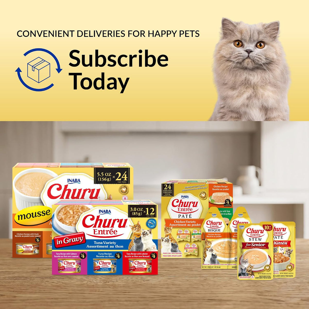 INABA Churu Entree Bisque Kitten Wet Cat Food, Tuna, 48ct