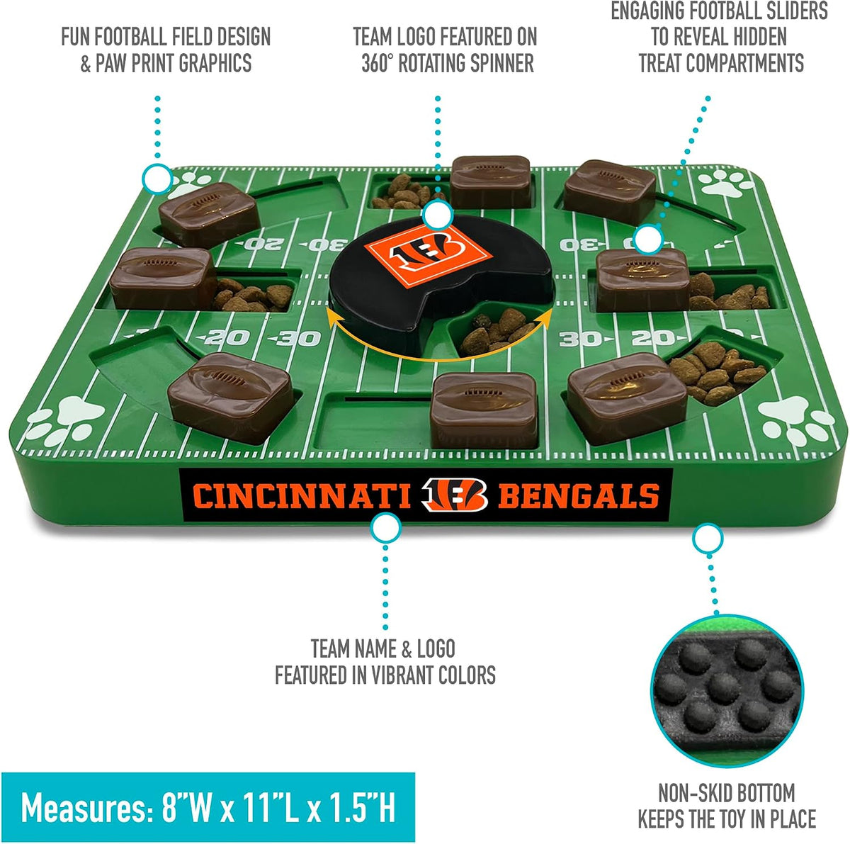 Pets First NFL Cincinnati Bengals Puzzle Toy for Dogs, Slow Feeder Board for Pets, Interactive Doggie Treat Toy