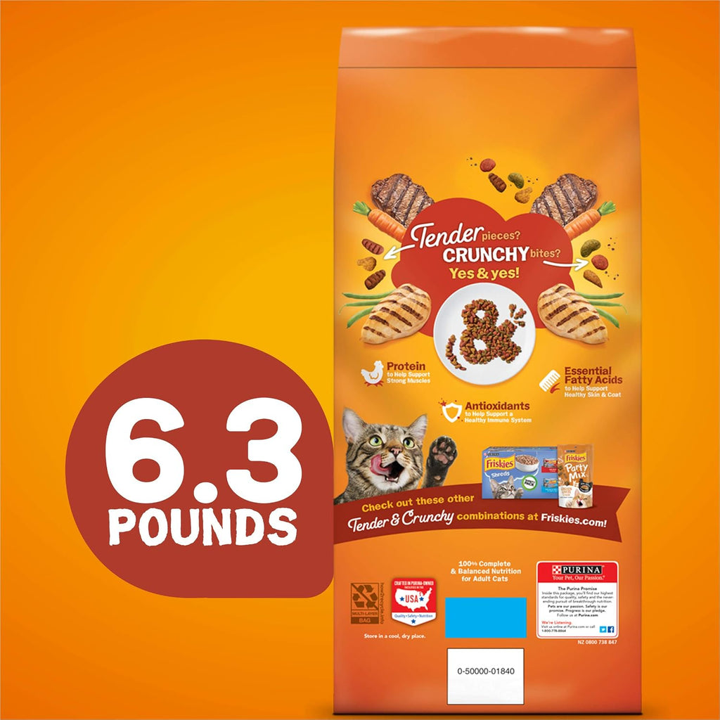 Purina Friskies Dry Cat Food, Tender & Crunchy Combo - 6.3 lb. Bag