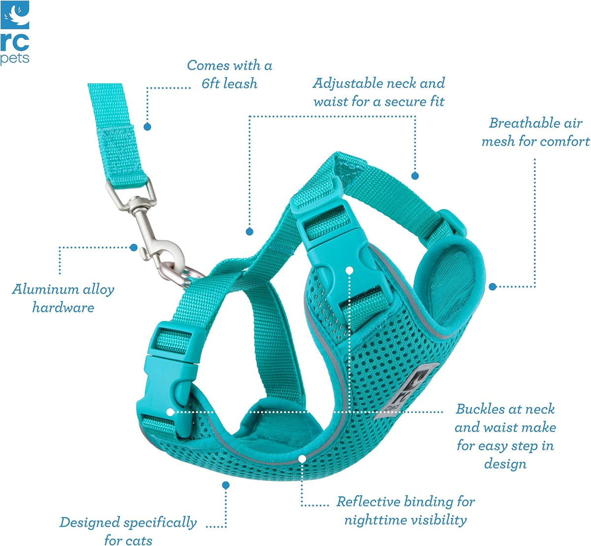 RC Pets Adventure Kitty Harness, 6ft Leash, Medium, Splatter