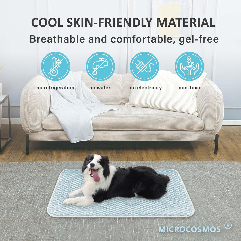 MICROCOSMOS Pet Cooling Mat & Sleeping Pad- Breathable Bubble Surface, EZ Clean. Keep Cooling for Pets, Kids and Adults in Summer.(BlueWhite, 59" x 40")