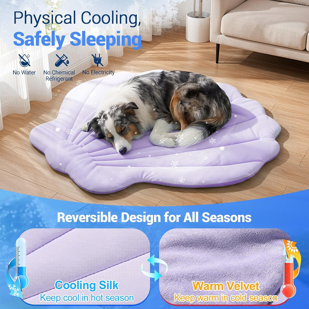 Q-Max>0.5 Dog Cooling Mat (Cool&Warm) 40''×40'', L, Shell Purple
