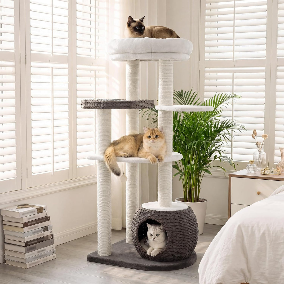 KAMABOKO Modern Cat Tree Tower, 54" Tall for Indoor Cats