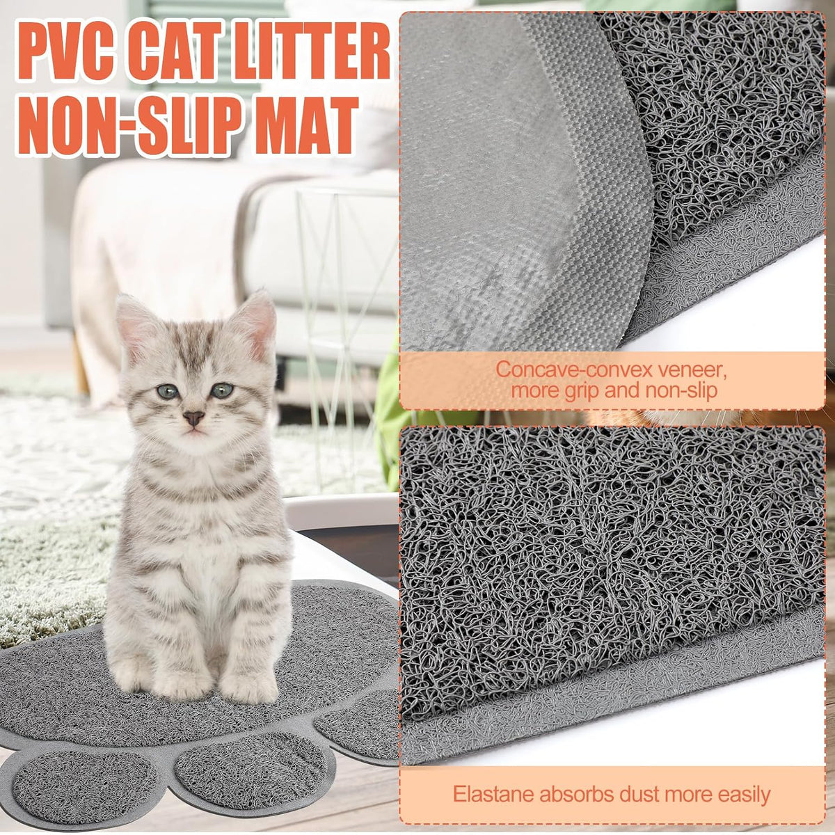 Tioncy 7 Pcs Kitten Litter Box Starter Kit with Mat, Simple, Orange
