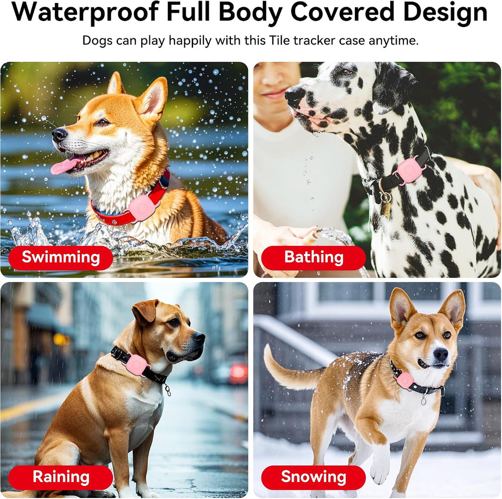 DDJ Waterproof Dog Collar Holder for Life360 Tile Mate, 4-Pack, Multi