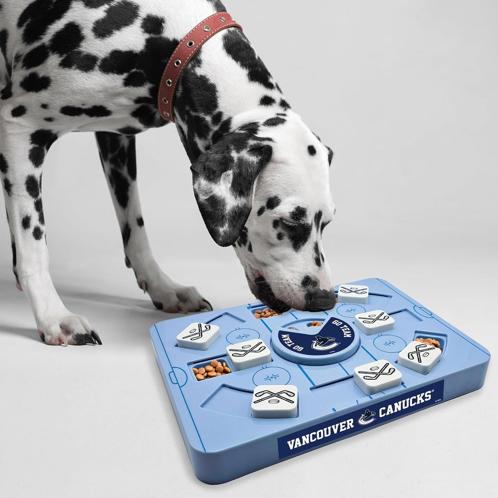 Pets First NHL Vancouver Canucks Large Puzzle Toy, New Size, Interactive Dog Treat & Slow Feeding Toy